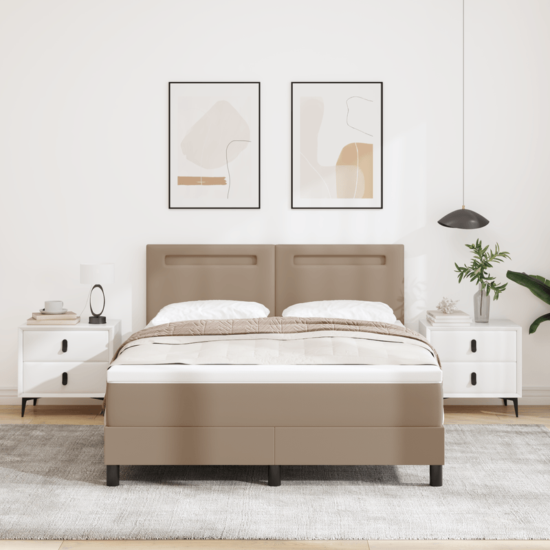 Casa si Gradina - Mobilier - Paturi si accesorii - Paturi - Pat Box Spring  cu saltea Cappuccino 140x200 cm Piele ecologica - Infinity.ro