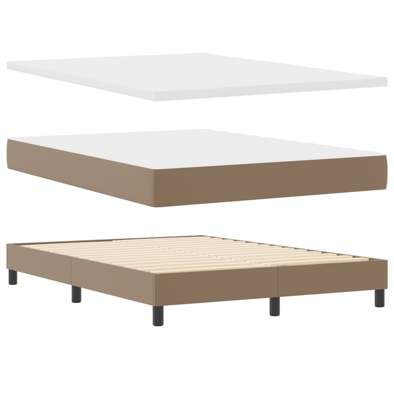 Casa si Gradina - Mobilier - Paturi si accesorii - Paturi - Pat Box Spring  cu saltea Cappuccino 140x200 cm Piele ecologica - Infinity.ro