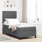 Casa si Gradina - Mobilier - Paturi si accesorii - Paturi - Pat cu Arcuri si Saltea Gri Inchis 100x200 cm Tesatura - Infinity.ro
