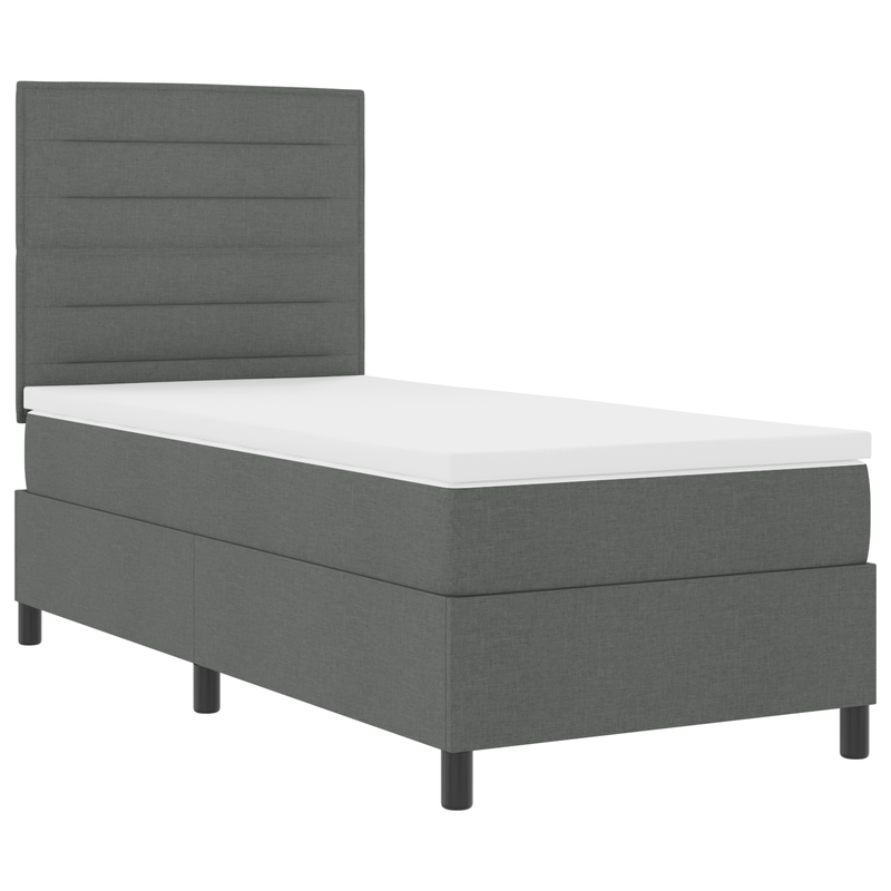 Casa si Gradina - Mobilier - Paturi si accesorii - Paturi - Pat cu Arcuri si Saltea Gri Inchis 100x200 cm Tesatura - Infinity.ro