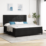 Casa si Gradina - Mobilier - Paturi si accesorii - Paturi - Pat cu arcuri cu saltea neagra 200x200 cm din tesatura - Infinity.ro