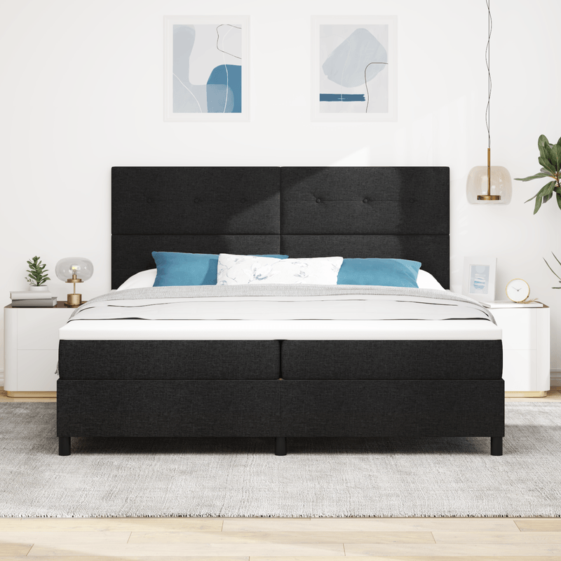 Casa si Gradina - Mobilier - Paturi si accesorii - Paturi - Pat cu arcuri cu saltea neagra 200x200 cm din tesatura - Infinity.ro