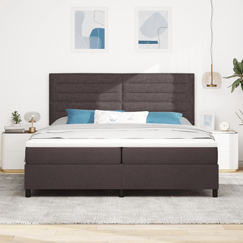 Casa si Gradina - Mobilier - Paturi si accesorii - Paturi - Pat cu arcuri cu saltea maro inchis 200x200 cm material textil - Infinity.ro