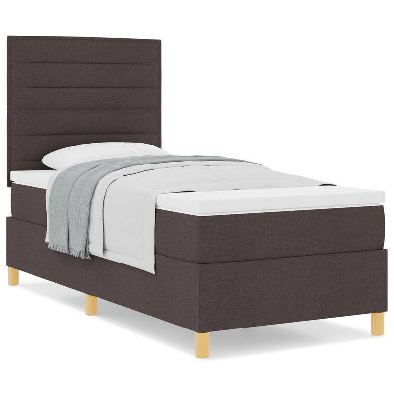 Casa si Gradina - Mobilier - Paturi si accesorii - Paturi - Pat Box Spring cu saltea Maro inchis 100x200 cm Tesatura - Infinity.ro