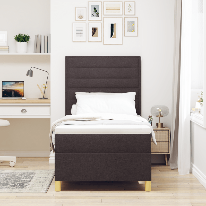Casa si Gradina - Mobilier - Paturi si accesorii - Paturi - Pat Box Spring cu saltea Maro inchis 100x200 cm Tesatura - Infinity.ro
