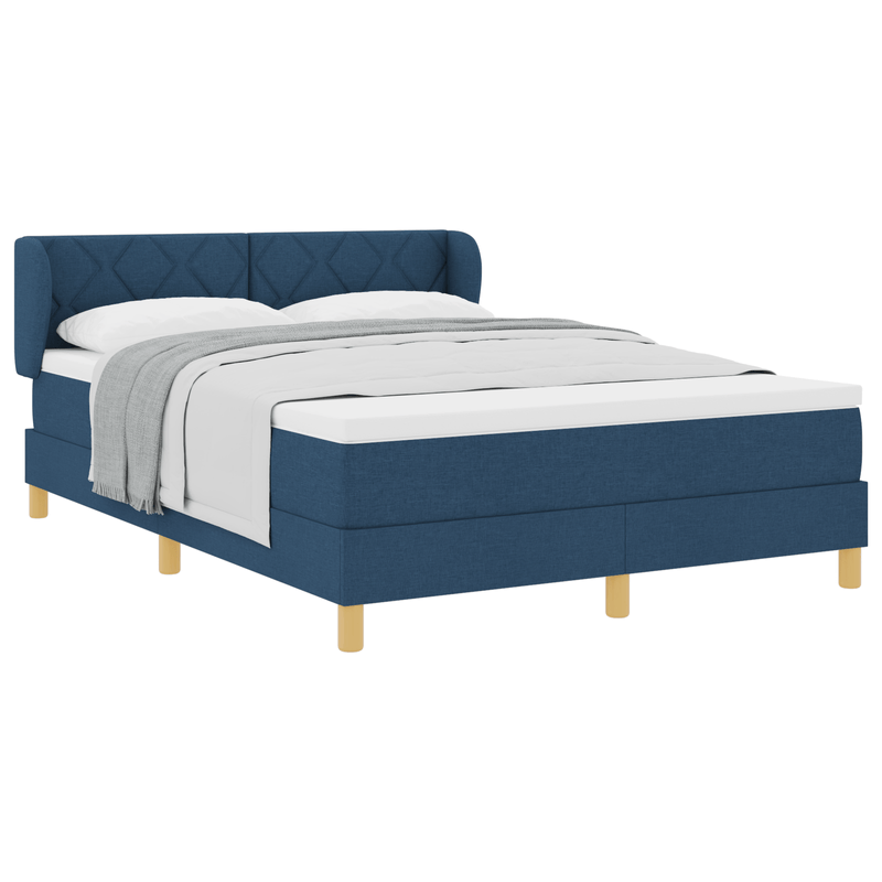 Casa si Gradina - Mobilier - Paturi si accesorii - Paturi - Pat box spring cu saltea, albastru, 140x200 cm, textil - Infinity.ro