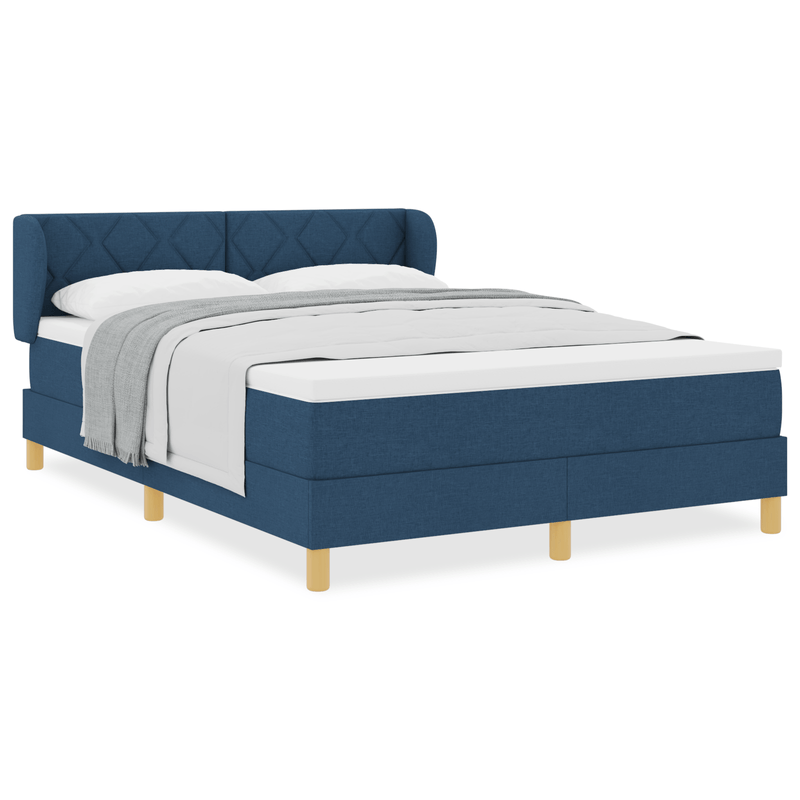 Casa si Gradina - Mobilier - Paturi si accesorii - Paturi - Pat box spring cu saltea, albastru, 140x200 cm, textil - Infinity.ro