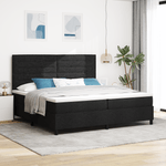 Casa si Gradina - Mobilier - Paturi si accesorii - Paturi - Pat cu arcuri cu saltea neagra 200x200 cm din tesatura - Infinity.ro