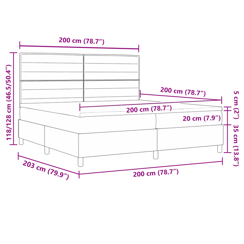 Casa si Gradina - Mobilier - Paturi si accesorii - Paturi - Pat cu arcuri cu saltea neagra 200x200 cm din tesatura - Infinity.ro