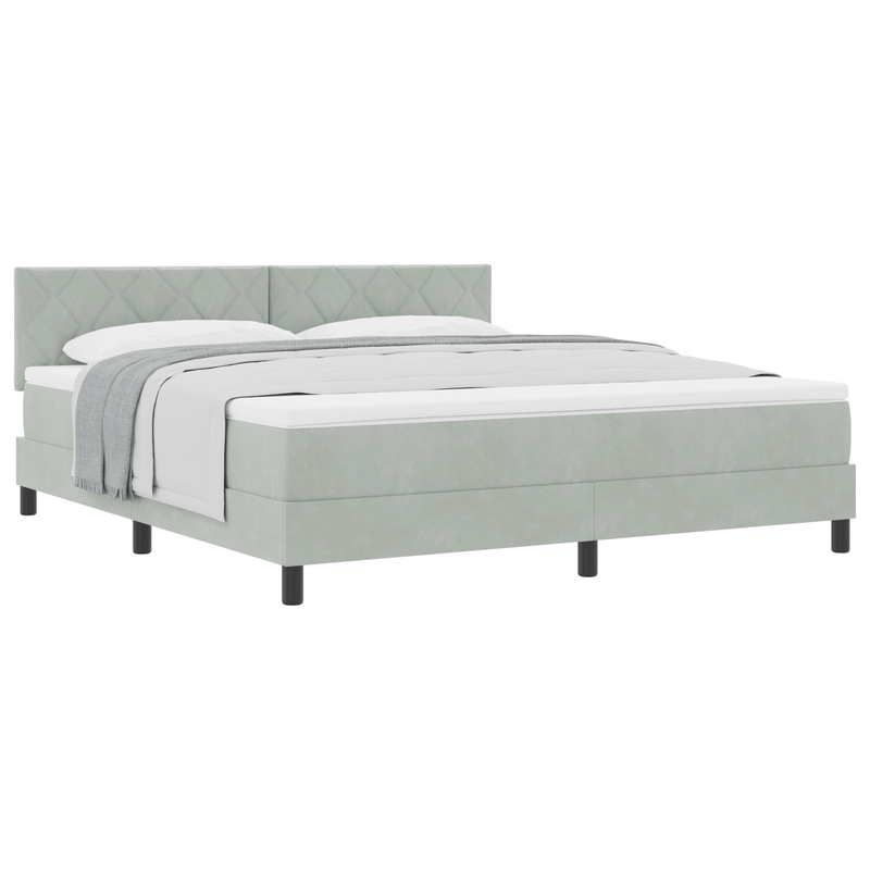 Casa si Gradina - Mobilier - Paturi si accesorii - Paturi - Pat box spring cu saltea, gri deschis, super king, catifea - Infinity.ro
