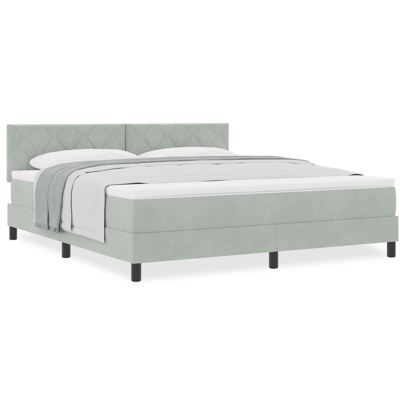 Casa si Gradina - Mobilier - Paturi si accesorii - Paturi - Pat box spring cu saltea, gri deschis, super king, catifea - Infinity.ro