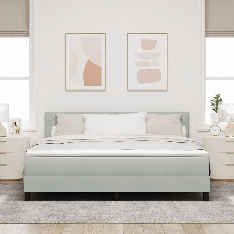 Casa si Gradina - Mobilier - Paturi si accesorii - Paturi - Pat box spring cu saltea, gri deschis, super king, catifea - Infinity.ro