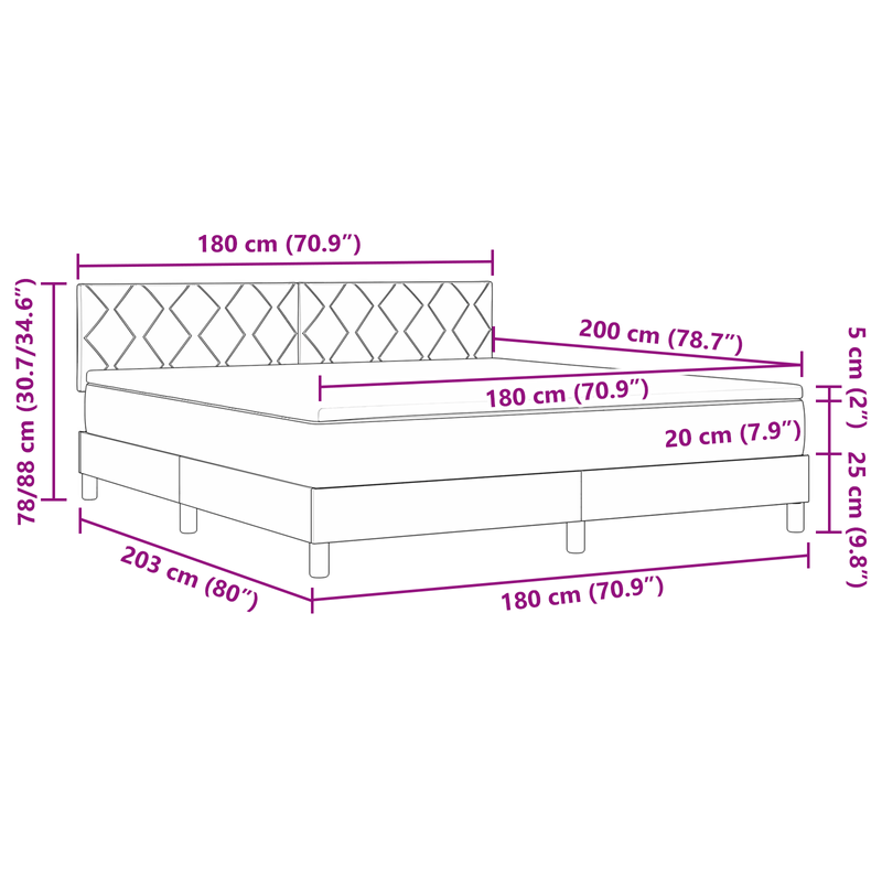 Casa si Gradina - Mobilier - Paturi si accesorii - Paturi - Pat box spring cu saltea, gri deschis, super king, catifea - Infinity.ro