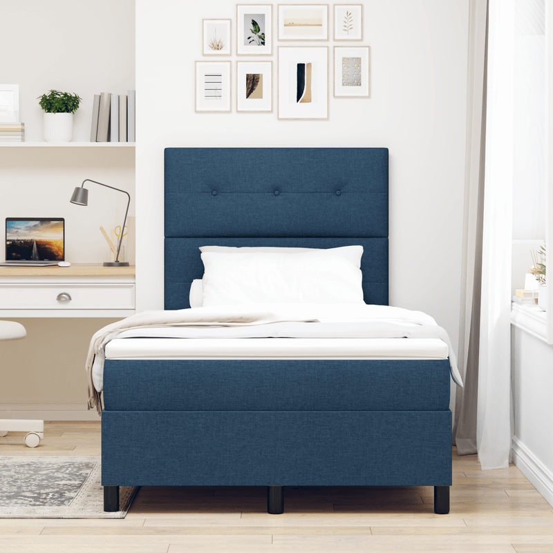 Casa si Gradina - Mobilier - Paturi si accesorii - Paturi - Pat cu box spring cu saltea albastra 120x200 cm textil - Infinity.ro