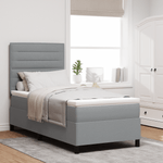 Casa si Gradina - Mobilier - Paturi si accesorii - Paturi - Pat cu arcuri si saltea gri deschis 100x200 cm tesatura - Infinity.ro