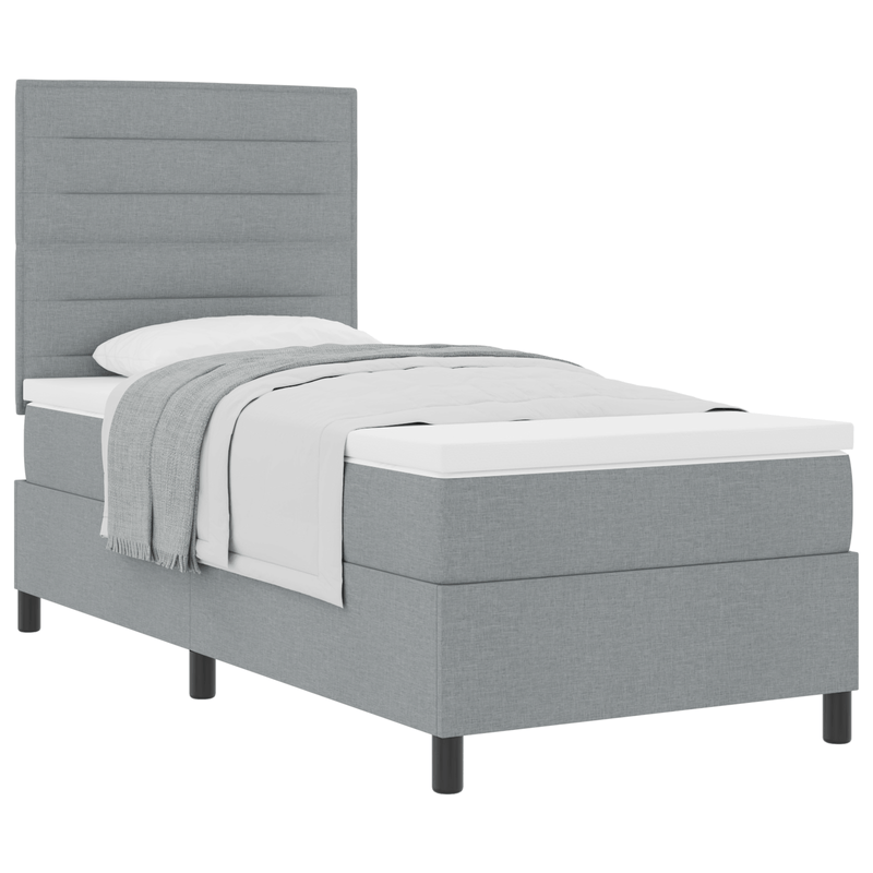 Casa si Gradina - Mobilier - Paturi si accesorii - Paturi - Pat cu arcuri si saltea gri deschis 100x200 cm tesatura - Infinity.ro