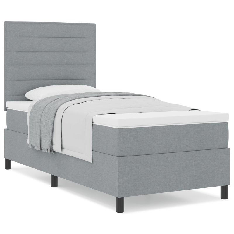 Casa si Gradina - Mobilier - Paturi si accesorii - Paturi - Pat cu arcuri si saltea gri deschis 100x200 cm tesatura - Infinity.ro