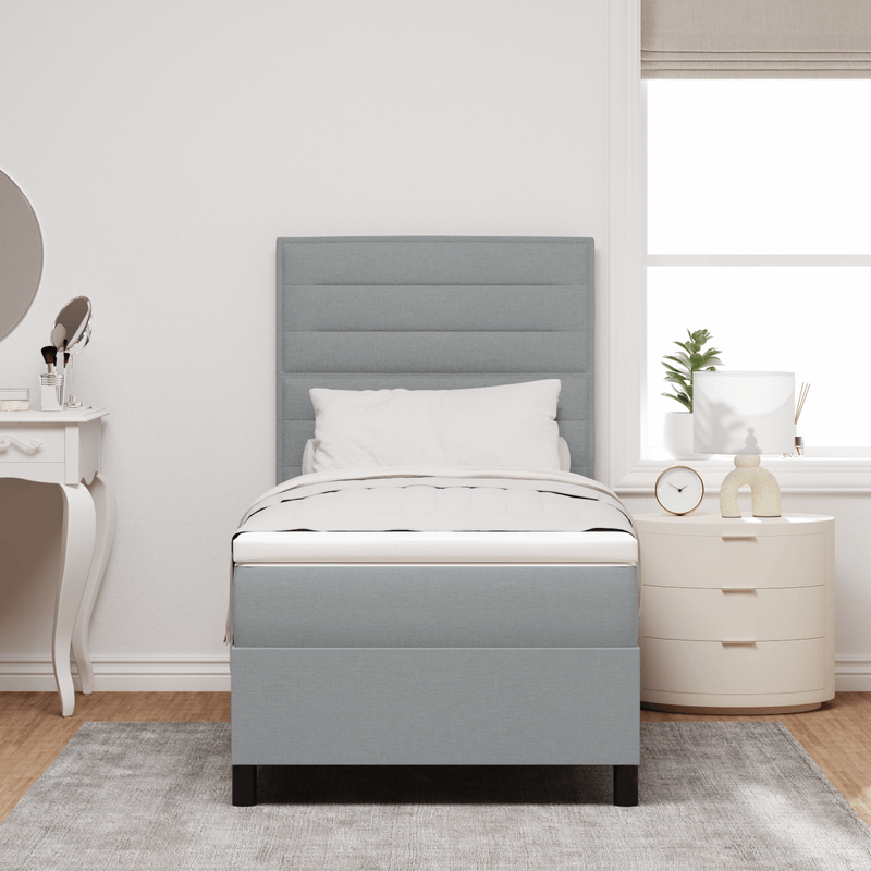 Casa si Gradina - Mobilier - Paturi si accesorii - Paturi - Pat cu arcuri si saltea gri deschis 100x200 cm tesatura - Infinity.ro