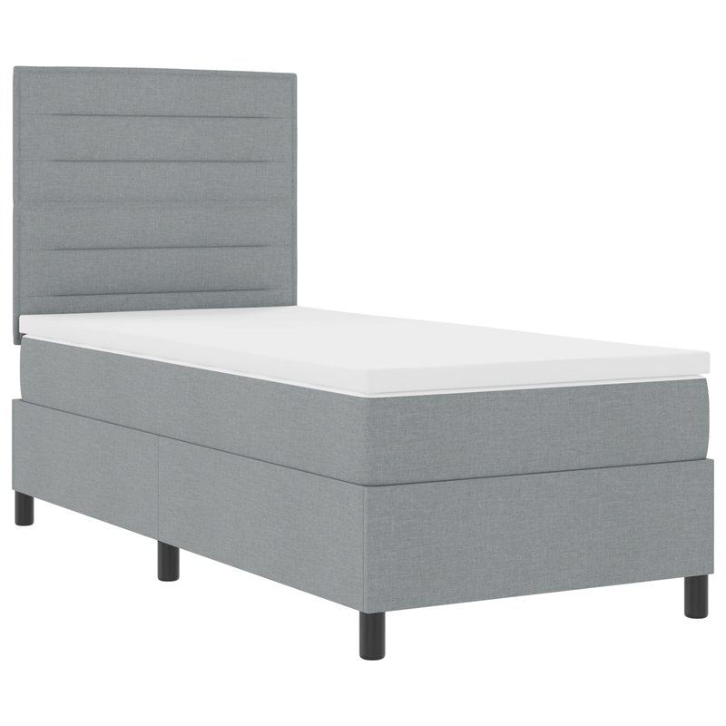 Casa si Gradina - Mobilier - Paturi si accesorii - Paturi - Pat cu arcuri si saltea gri deschis 100x200 cm tesatura - Infinity.ro