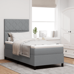 Casa si Gradina - Mobilier - Paturi si accesorii - Paturi - Pat cu arcuri cu saltea gri deschis 100x200 cm tesatura - Infinity.ro