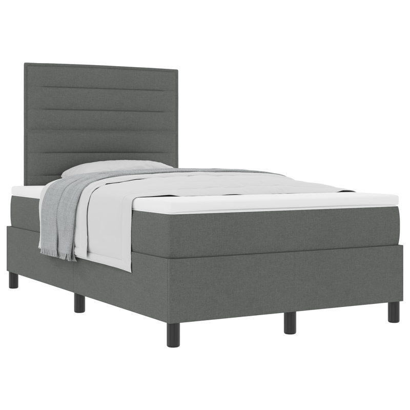 Casa si Gradina - Mobilier - Paturi si accesorii - Paturi - Pat cu arcuri cu saltea gri inchis dublu mic tesatura - Infinity.ro
