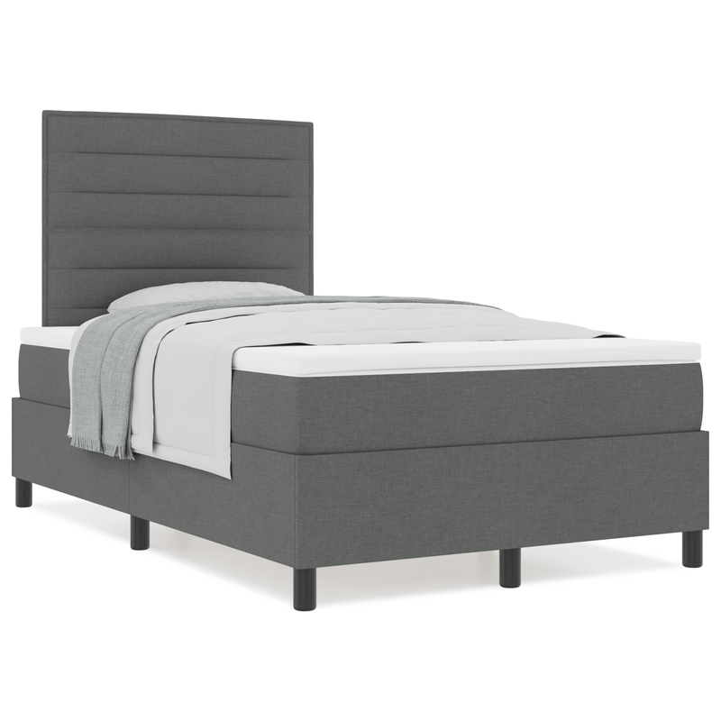 Casa si Gradina - Mobilier - Paturi si accesorii - Paturi - Pat cu arcuri cu saltea gri inchis dublu mic tesatura - Infinity.ro