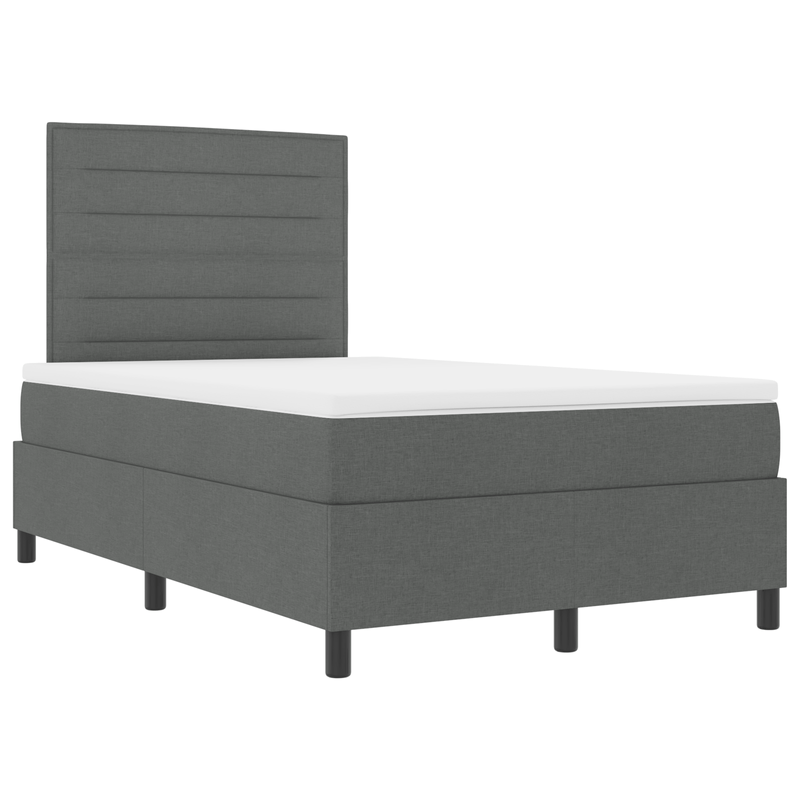 Casa si Gradina - Mobilier - Paturi si accesorii - Paturi - Pat cu arcuri cu saltea gri inchis dublu mic tesatura - Infinity.ro