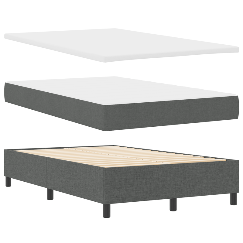 Casa si Gradina - Mobilier - Paturi si accesorii - Paturi - Pat cu arcuri cu saltea gri inchis dublu mic tesatura - Infinity.ro