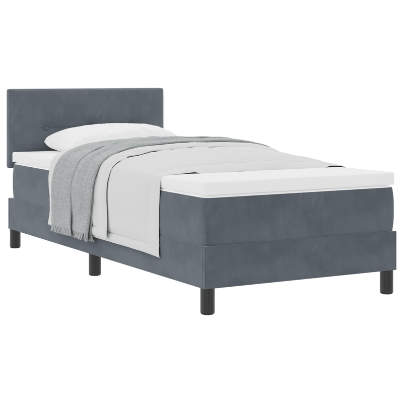 Casa si Gradina - Mobilier - Paturi si accesorii - Paturi - Pat box spring cu saltea, gri inchis, single, catifea - Infinity.ro