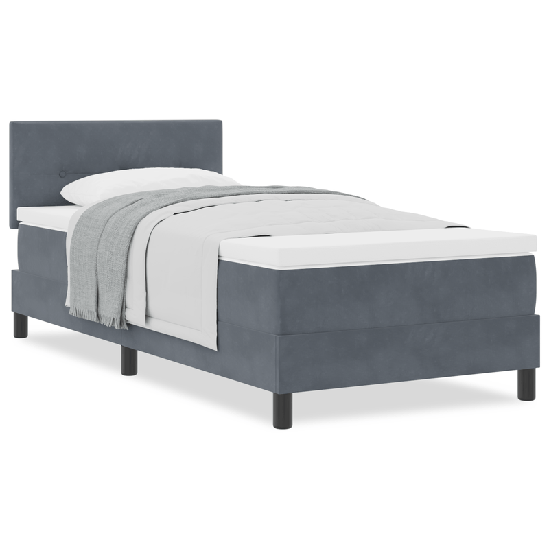 Casa si Gradina - Mobilier - Paturi si accesorii - Paturi - Pat box spring cu saltea, gri inchis, single, catifea - Infinity.ro