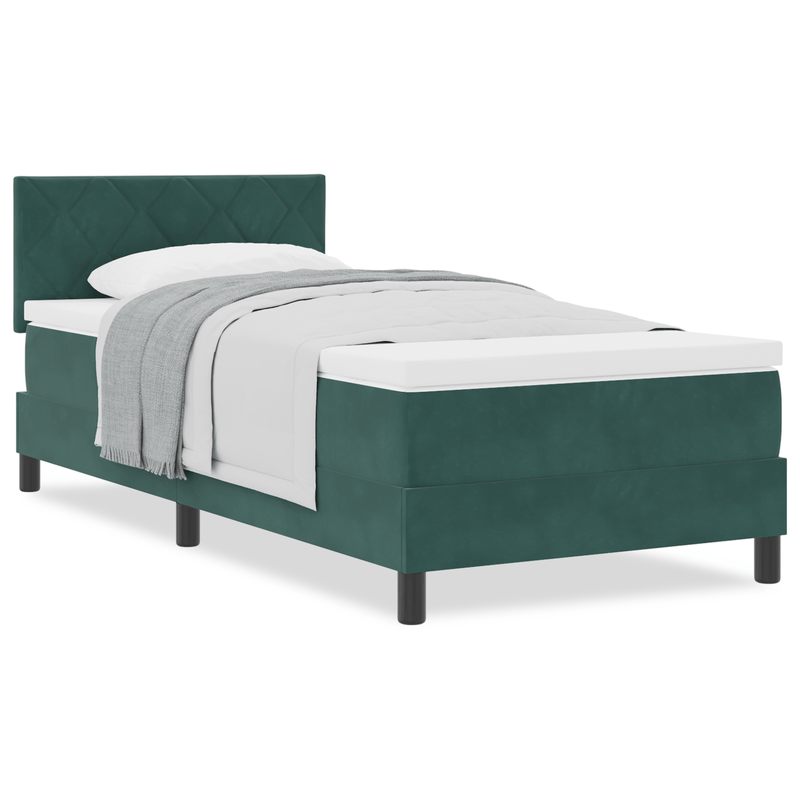 Casa si Gradina - Mobilier - Paturi si accesorii - Paturi - Pat box spring cu saltea, verde inchis, 90x200 cm, catifea - Infinity.ro