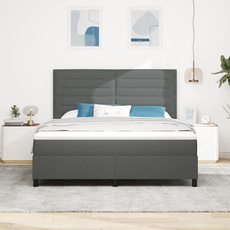 Casa si Gradina - Mobilier - Paturi si accesorii - Paturi - Pat cu arcuri si saltea gri inchis super king - Infinity.ro