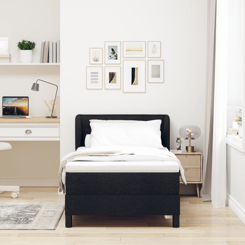 Casa si Gradina - Mobilier - Paturi si accesorii - Paturi - Pat cu saltea Box Spring  Negru 90x190 cm Fabricat - Infinity.ro