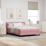 Casa si Gradina - Mobilier - Paturi si accesorii - Paturi - Pat Box Spring  cu saltea Roz 160x200 cm Catifea - Infinity.ro
