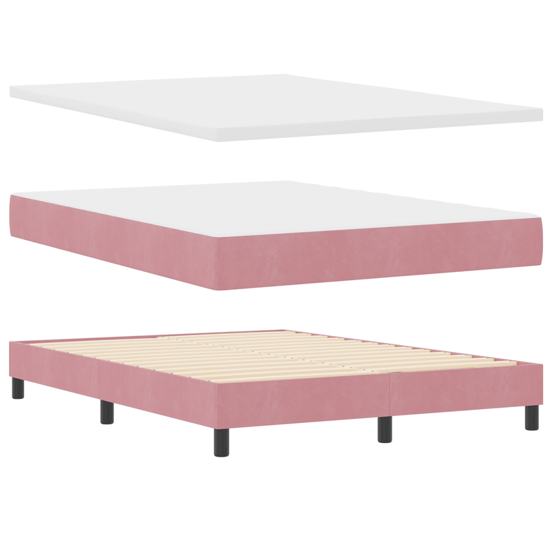 Casa si Gradina - Mobilier - Paturi si accesorii - Paturi - Pat Box Spring  cu saltea Roz 160x200 cm Catifea - Infinity.ro