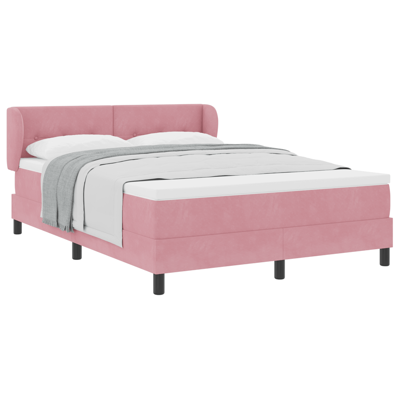 Casa si Gradina - Mobilier - Paturi si accesorii - Paturi - Pat Box Spring  cu saltea Roz 160x200 cm Catifea - Infinity.ro