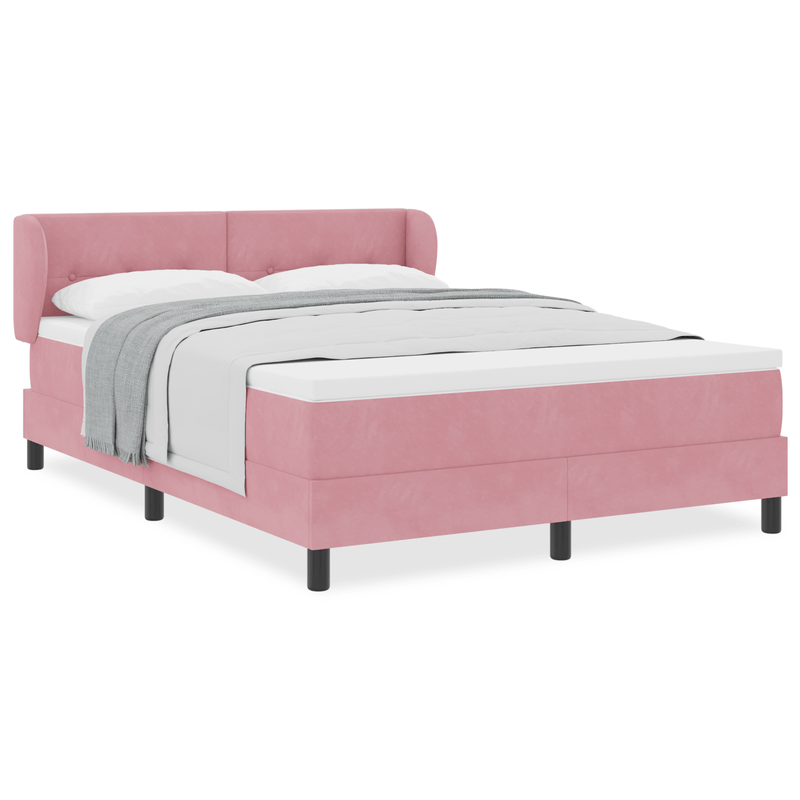 Casa si Gradina - Mobilier - Paturi si accesorii - Paturi - Pat Box Spring  cu saltea Roz 160x200 cm Catifea - Infinity.ro