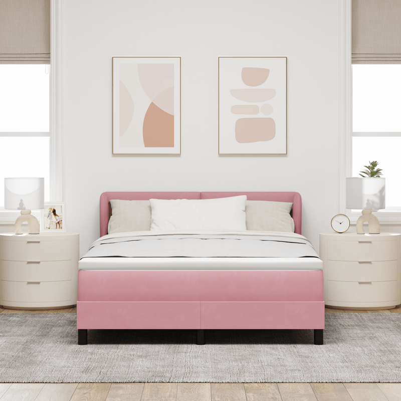 Casa si Gradina - Mobilier - Paturi si accesorii - Paturi - Pat Box Spring  cu saltea Roz 160x200 cm Catifea - Infinity.ro