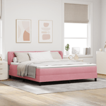 Casa si Gradina - Mobilier - Paturi si accesorii - Paturi - Pat cu saltea  cu tablie roz 180x200 cm din catifea - Infinity.ro