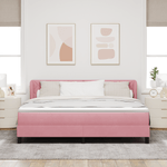 Casa si Gradina - Mobilier - Paturi si accesorii - Paturi - Pat cu saltea  cu tablie roz 180x200 cm din catifea - Infinity.ro