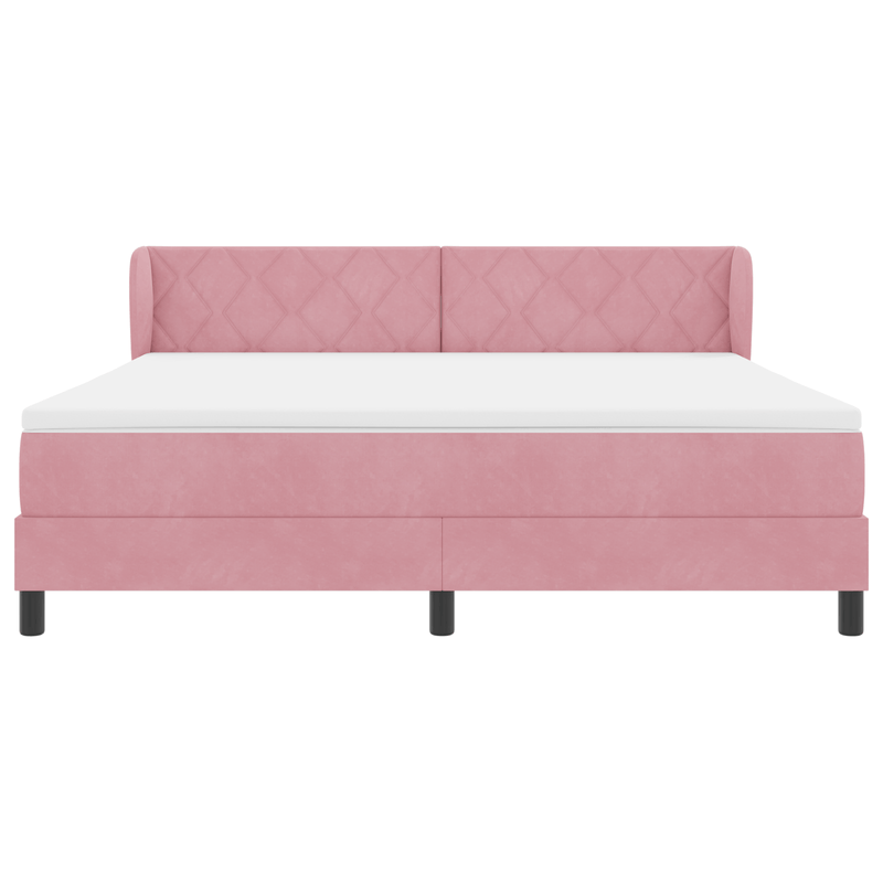 Casa si Gradina - Mobilier - Paturi si accesorii - Paturi - Pat cu saltea  cu tablie roz 180x200 cm din catifea - Infinity.ro