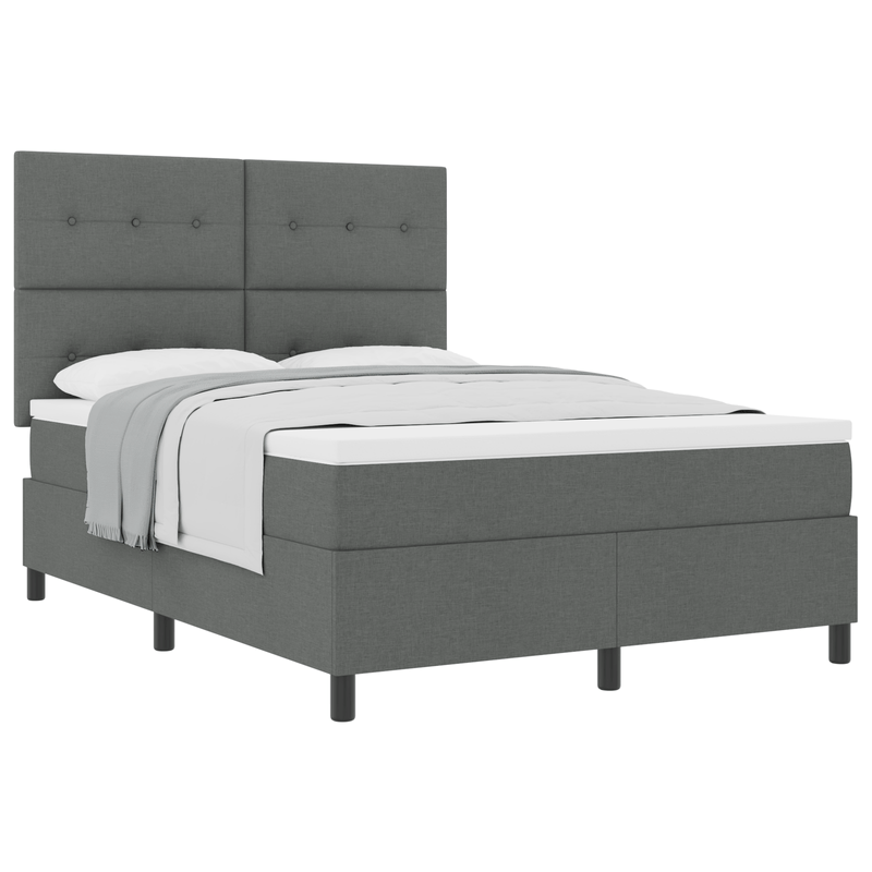 Casa si Gradina - Mobilier - Paturi si accesorii - Paturi - Pat cu arcuri si saltea gri inchis 160x200 cm din tesatura - Infinity.ro