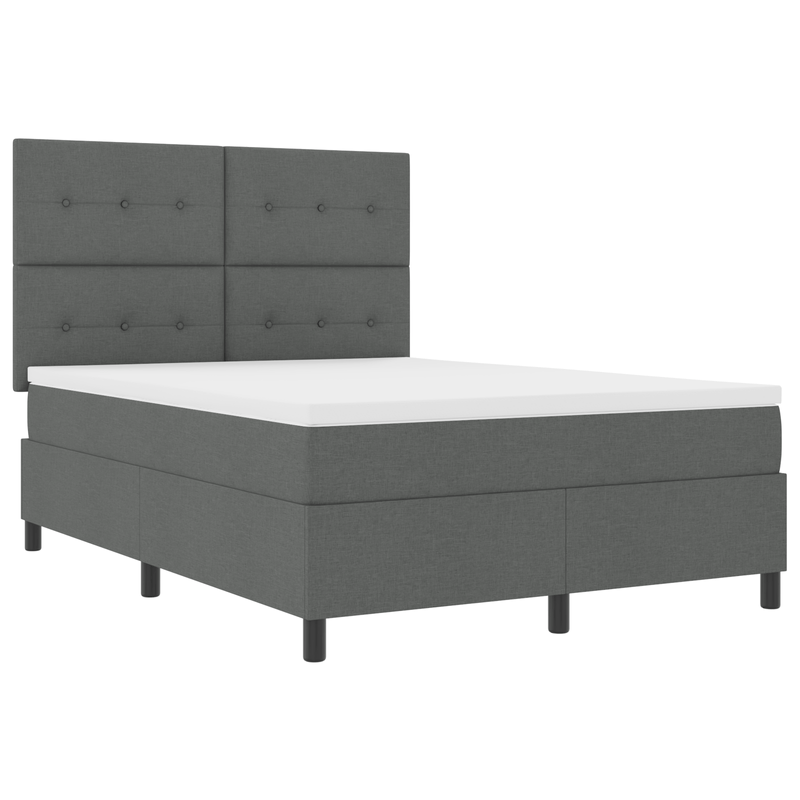 Casa si Gradina - Mobilier - Paturi si accesorii - Paturi - Pat cu arcuri si saltea gri inchis 160x200 cm din tesatura - Infinity.ro