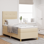 Casa si Gradina - Mobilier - Paturi si accesorii - Paturi - Pat cu arcuri si saltea crem 100x200 cm tesatura - Infinity.ro