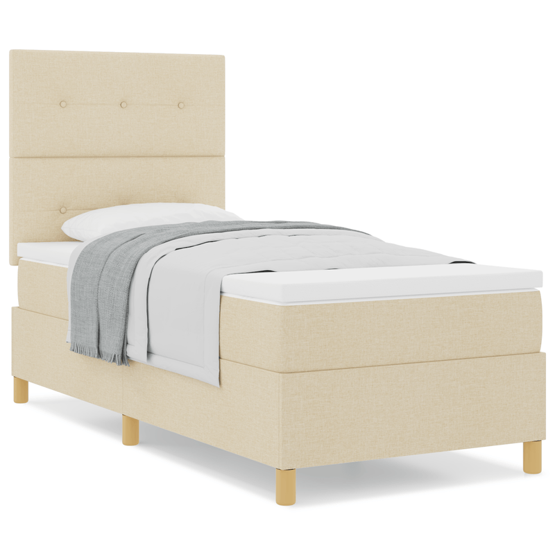 Casa si Gradina - Mobilier - Paturi si accesorii - Paturi - Pat cu arcuri si saltea crem 100x200 cm tesatura - Infinity.ro