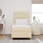 Casa si Gradina - Mobilier - Paturi si accesorii - Paturi - Pat cu arcuri si saltea crem 100x200 cm tesatura - Infinity.ro