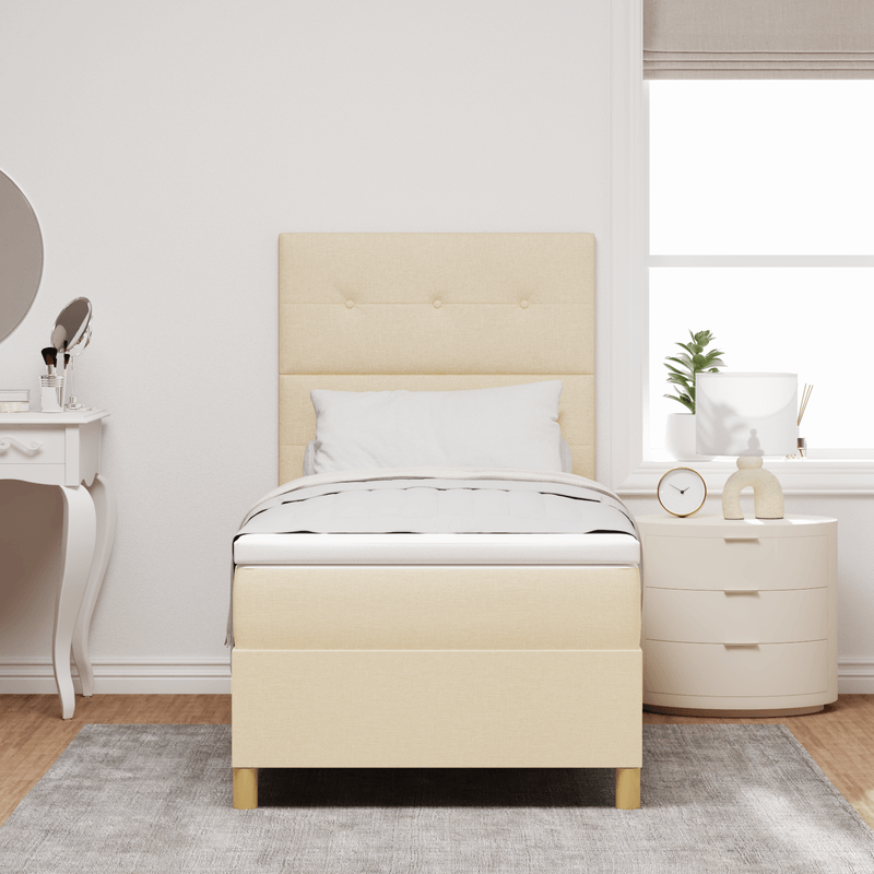 Casa si Gradina - Mobilier - Paturi si accesorii - Paturi - Pat cu arcuri si saltea crem 100x200 cm tesatura - Infinity.ro