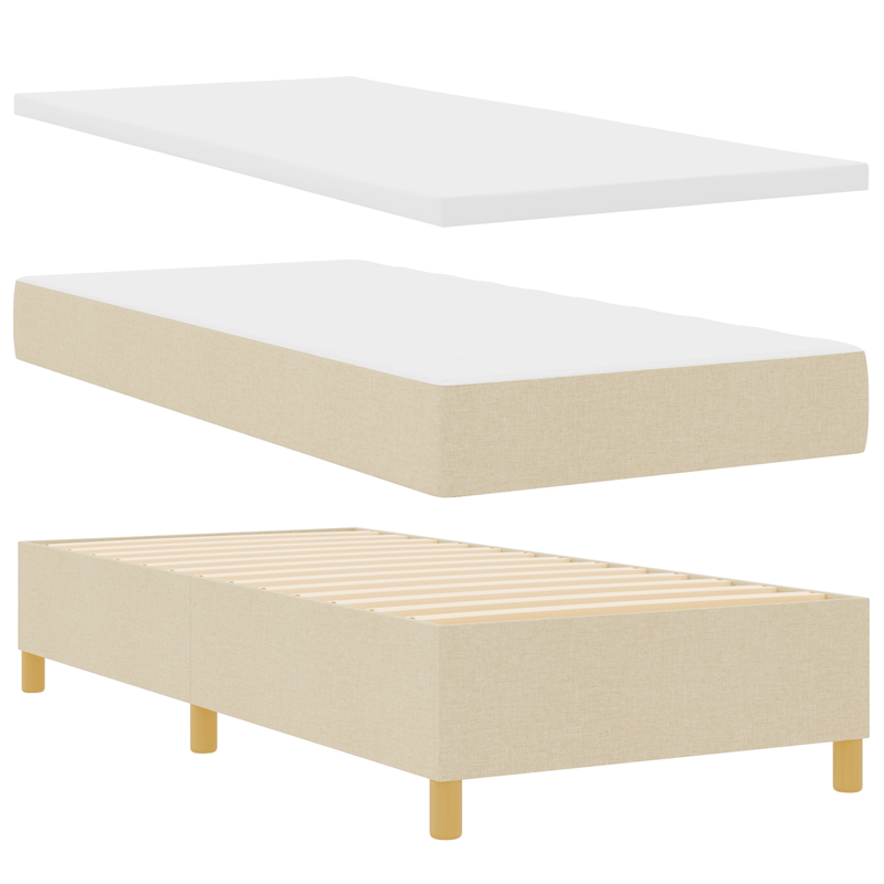 Casa si Gradina - Mobilier - Paturi si accesorii - Paturi - Pat cu arcuri si saltea crem 100x200 cm tesatura - Infinity.ro