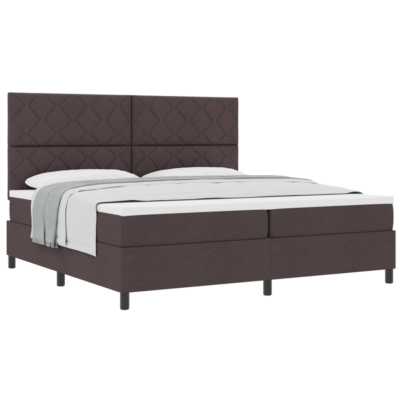 Casa si Gradina - Mobilier - Paturi si accesorii - Paturi - Pat cu arcuri cu saltea maro inchis 200x200 cm tesatura - Infinity.ro