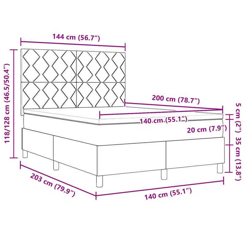 Casa si Gradina - Mobilier - Paturi si accesorii - Paturi - Pat cu arcuri cu saltea albastra 140x200 cm tesatura - Infinity.ro